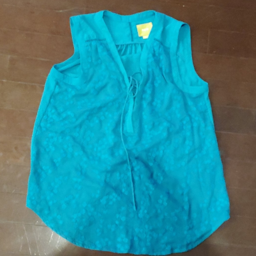 Maeve Anthropologie lace up floral embroidered top